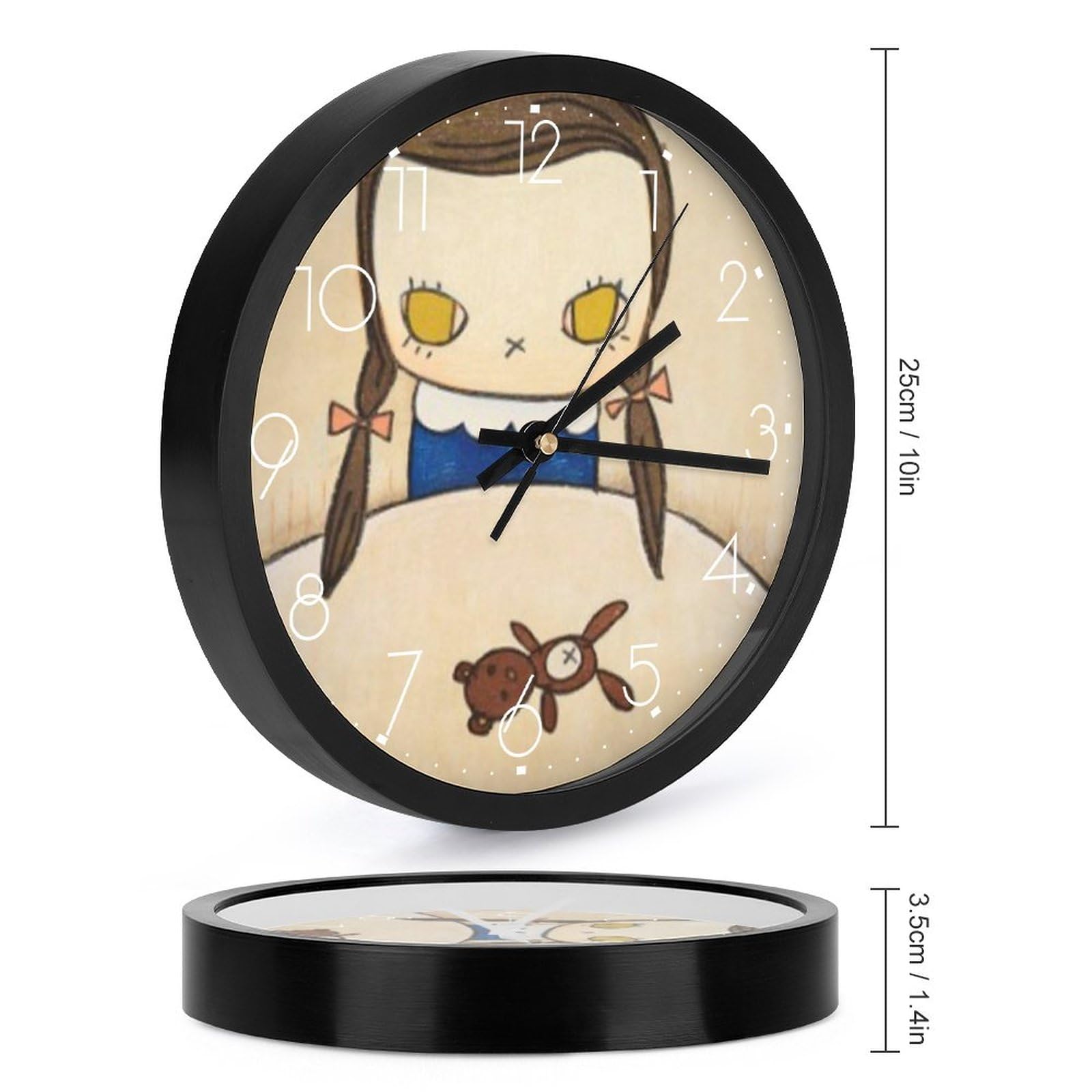 Amazon.co.jp: なら よしとも 奈良美智 掛け時計 電波時計 夜間秒針